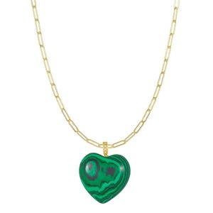 Melinda Maria Malachite Stone Heart Necklace